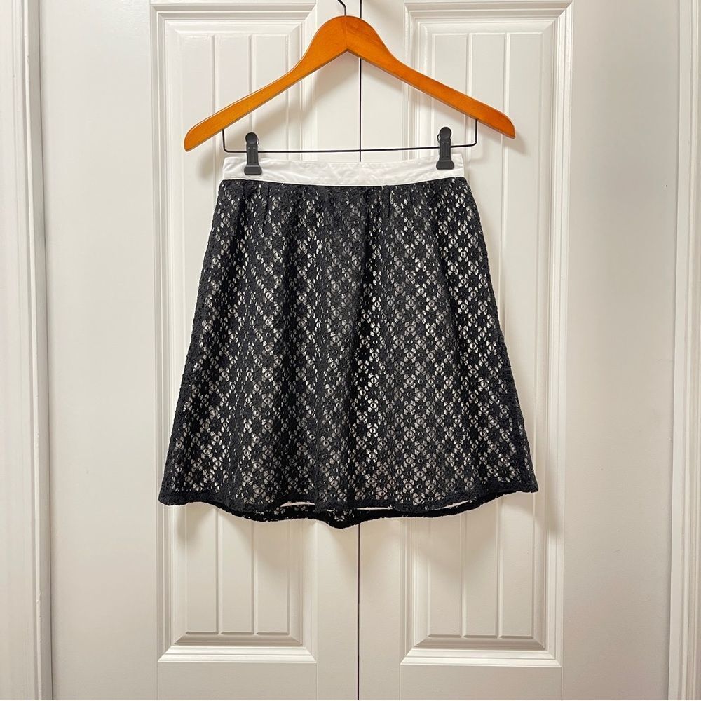 KENSIE Floral Lace Satin Skirt Black - 4